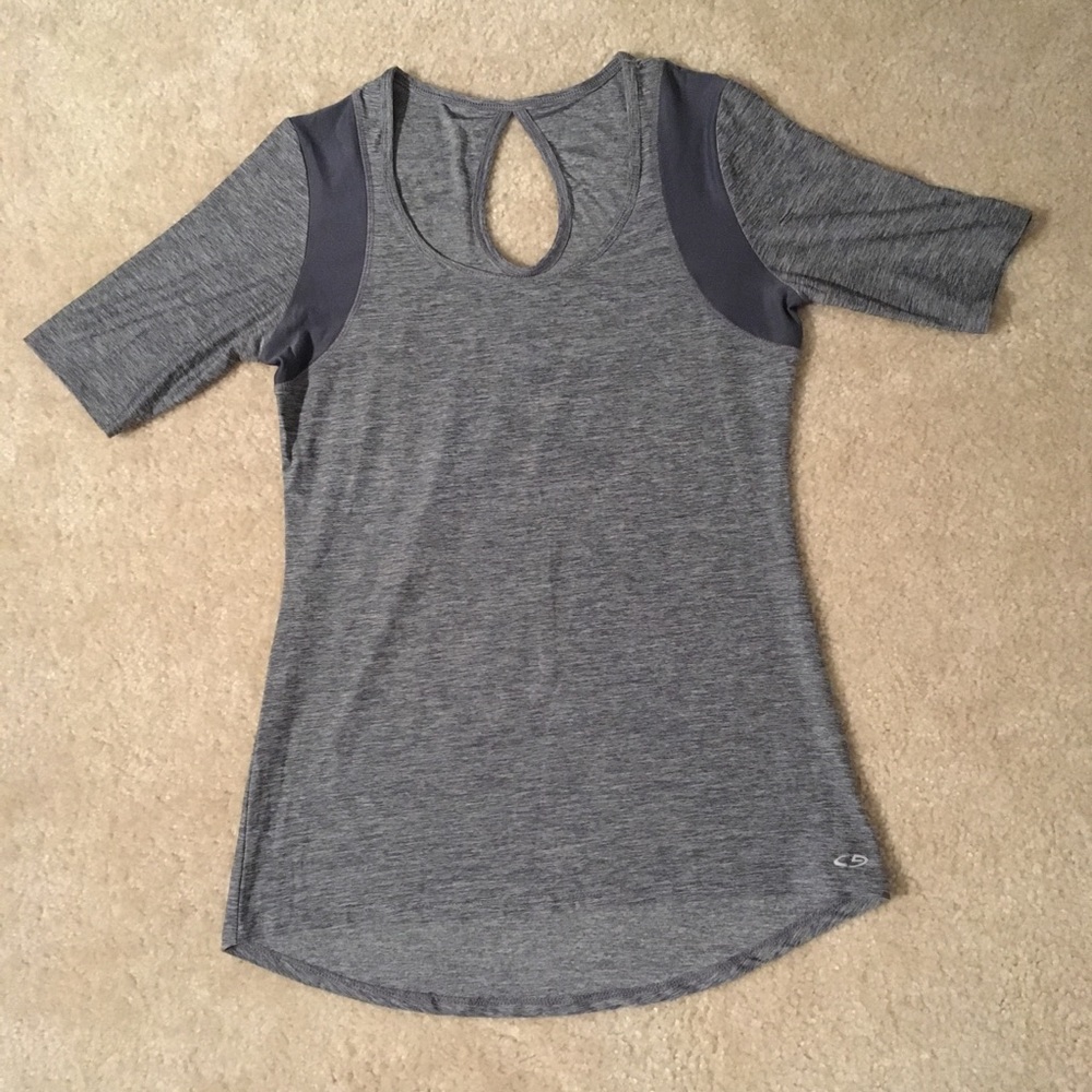C9 Gray Keyhole Athletic Workout Top, XS